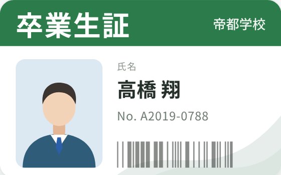 卒業生証の表示例